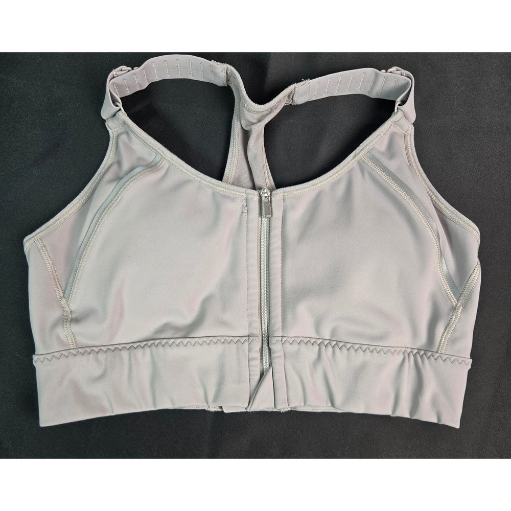 Athleta Empower Grey Full Zip Front Racerback Sports Bra Support‎ Small Padded